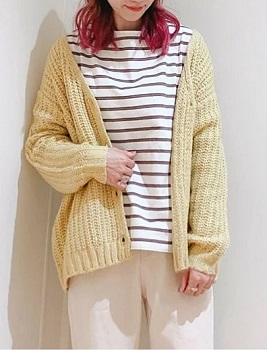 舞いあがれ岩倉舞役福原遥衣装カーディガン(Samansa Mos2 blue/シャギーニットカーディガン)