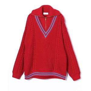 TAUPE(トープ)のHALF ZIP TILDEN KNIT (RED)