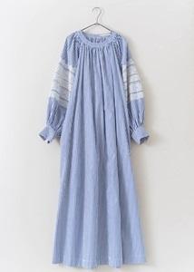 ne Quittez pas(ヌキテパ)Fine Poplin Kika Embroidery Gather Dress
