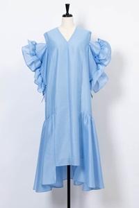 AROBE(アローブ)Sheer Frill Dress SAX
