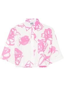 MSGM(エムエスジーエム)アブストラクトパターン クロップドシャツ