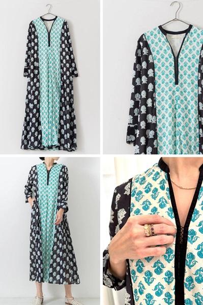 ne Quittez pas(ヌキテパ)Lotus Combi Print Panel Dress