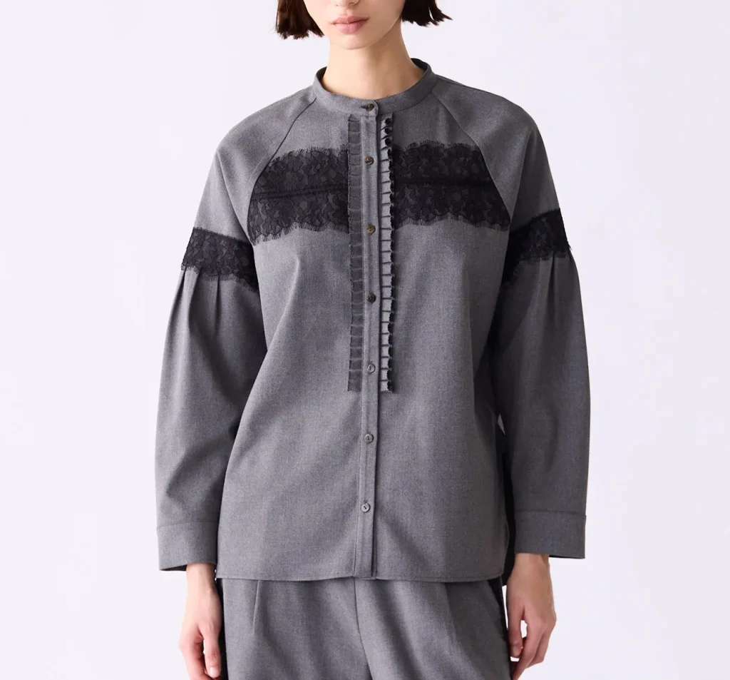 あさイチ 鈴木奈穂子 着用 Marilyn Moon heather eyelash lace blouse ブラウス