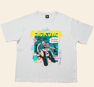 Instagram 佐久間大介 着用 MONSTROUSA × TEZUKA WORLD M/TAG Box T-shirts BLACK JACK feat.KANA SUZUKI ホワイトのTシャツ